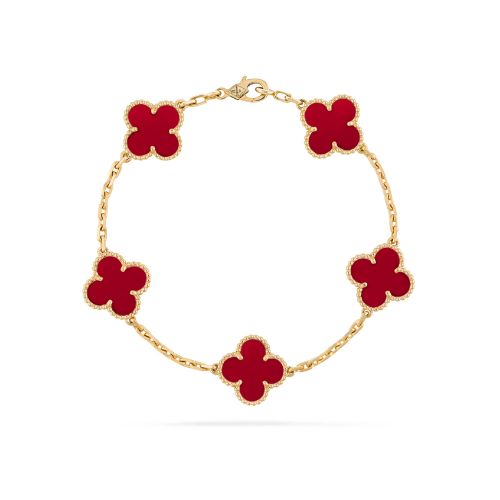 Carnelian alhambra 5 motifs bracelet