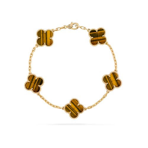 Tiger eye alhambra 5 motifs bracelet