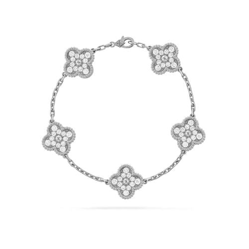 White Gold Diamonds alhambra 5 motifs bracelet