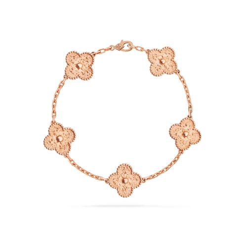 Rose Gold alhambra 5 motifs bracelet