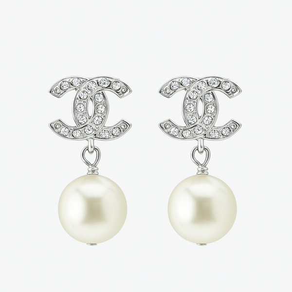 Chanel crystal pearl dropped earrings
